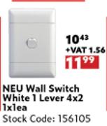 NEU Wall Switch White 1 Lever 4x2-1x1 Each