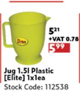 Jug 1.5l Plastic Elite-1 x 1 Each