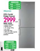Hisense 299Ltr Combi Fridge Freezer H299BME