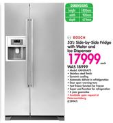 Bosch 531L Side-By-Side Fridge With Water And Ice Dispenser KAN58A75