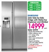Samsung 660L Side-By-Side Fridge With Water/Ice Dispenser And Minibar RS21HFTPN/XFA