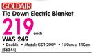 Goldair Double Tie Down Electric Blanket GDT-200P