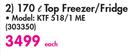 KIC 170L Metallic Finish Top Freezer/Fridge KTF 518/1 ME-Each