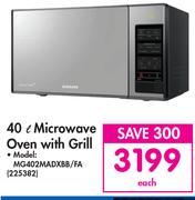 Samsung 40L Microwave Oven With Grill MG402MADXBB/FA-Each