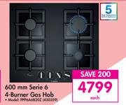 Bosch 600mm Serie 6 4 Burner Gas Hob PPP6A6B20Z-Each