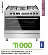 Ferre 4 Gas Burner 2 Elec PLT + Elec Oven 90 x 60 S/Steel Stove F9S42E3.FDIDTLC 21-525