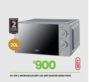 Defy 20L 700W Met Microwave Oven DMO381 MWM 24-220