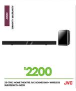JVC 100W Home Theatre Sound Bar + Wireless Sub TH-N329 23-799