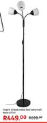 Inspire 3 Heads Matt Black Metal Floor Lamp E27 x 3