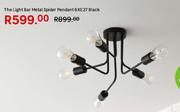 The Light Bar Metal Spider Pendant Black 6 x E27
