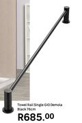 GIO Demola Black Single Towel Rail 76cm