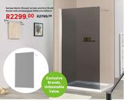 Sensea Remix Shower Screen & Arm Brush Nickel With Smoked Glass W90cm x H200cm