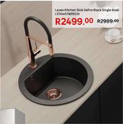 Laveo Kitchen Sink Dafne Black Single Bowl L51 x W51 x D19cm