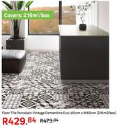 Floor Tile Porcelain Vintage Cementine Eco L60cm x W60cm (2.16 Sqm/Box)