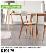 Floor Tile Ceramic Lethabo Grey L43cm x W43cm (2.4 Sqm/Box)