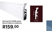 Skirting PVC PO830 White 20mm x 80mm x 2400mm