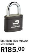 Standers 41mm 3 Pack Iron Padlock