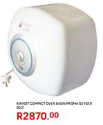 Kwikot Compact Over Basin Prisma Geyser 30L
