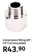 Compression Fitting 3/8"-1/2" f Chrome Plated
