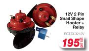 12V 2 Pin Snail Shape Hooter + Relay ECT.DL3212V-Per Set