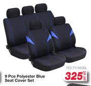 Auto Kraft 9 Pce Polyester Blue Seat Cover Set FED.TY1662BL-Per Set