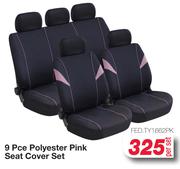Auto Kraft 9 Pce Polyester Pink Seat Cover Set FED.TY1662PK-Per Set