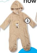 Clicks Fleece Hooded Babygrow-Each