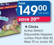 Clicks Active Stretch Disposable Nappies-Per Pack