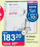 Clicks Manual Breast Pump-Each