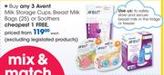 Avent Milk Storage Cups, Breast Milk Bags (25) Or Soothers-Each