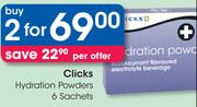 Clicks Hydration Powders 6 Sachets-For 2