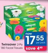 Twinsaver 2-Ply 180 Facial Tissues-Per Pack