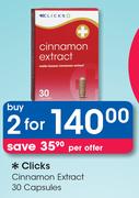 Clicks Cinnamon Extract 30 Capsules-For 2