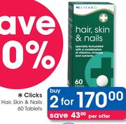 Clicks Hair, Skin & Nails 60 Tablets-For 2