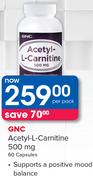 GNC Acetyl-L-Carnitine 500mg-60 Capsules Per Pack