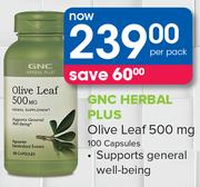 GNC Herbal Plus Olive Leaf 5000mg-100 Capsules Per Pack
