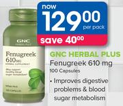GNC Herbal Plus Fenugreek 610mg-100 Capsules Per Pack