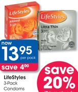 LifeStyles 3 Pack Condoms-Per Pack
