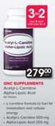 GNC Supplements Acetyl-L-Carnitine Alpha Lipoic Acid 60 Tablets