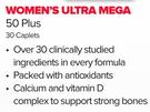 GNC Women's Ultra Mega 50 Plus 30 Caplets-Each