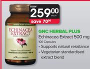 GNC Herbal Plus Echinacea Extract 500mg 100 Capsules-Each