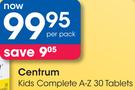 Centrum Kids Complete A-Z 30 Tablets-Per Pack