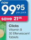 Clicks Vitamin B Effervescent Tablets-30's Pack
