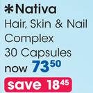 Nativa Hair, Skin & Nail Complex Capsules-30's Pack