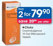 Clicks Overindulgence Fizzi Effervescent Tablets-2 x 10's Pack