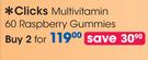 Clicks Multivitamin 60 Raspberry Gummies-2 Packs
