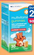Clicks Multivitamin 60 Raspberry Gummies-2 Packs