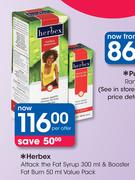 Herbex Attack the Fat Syrup-300ml & Booster Fat Burn-50ml Value Pack-Per Offer