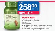 GNC Herbal Plus Odourless Garlic 100 Tablets-Per Pack