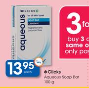 Clicks Aqueous Soap Bar-100g